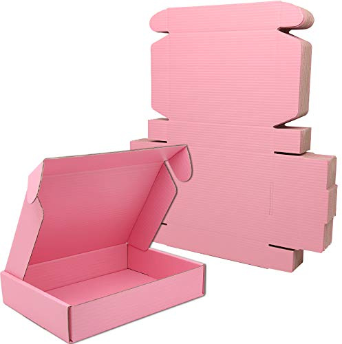 Cenoid små postlådor, 20 x 14 x 4 cm rosa porto, paket, fraktkartonglådor för postning, leverans, förpackningslådor för småföretag (förpackning med 25)