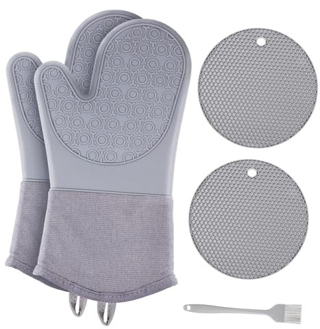 KICHOUSE Oven Gloves Non-slip Heat Resistant Mats Oven Mitt Cooking Gloves for Baking for Kitchen Use