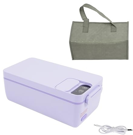 DHQCQL Fiambrera eléctrica, calefactable con aislamiento, caja de calor de 40 W con pantalla LED, 1 L, tiempo de calentamiento ajustable, para camiones, familia, camping, 23 x 12,5 x 9,5 cm (morado)