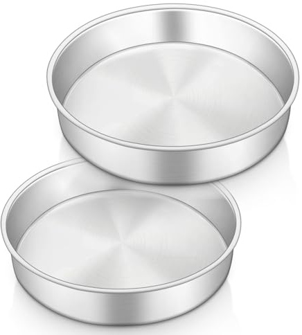 HaWare Bakform, rund kakform i rostfritt stål, set om 2, 20 cm kakform för födelsedag/bröllop/jul, hälsosam och giftfri, högglanspolerad, lätt att rengöra och diskmaskinssäker