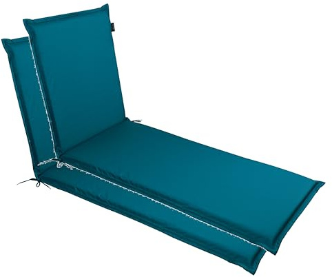 LILENO HOME Sonnenliege Auflage als [2er Set - Rollliege] in Petrol | Gartenliegen Auflage perfekt für Strandliege - Polster Auflage für Gartenliege (188x60x5cm) MIA