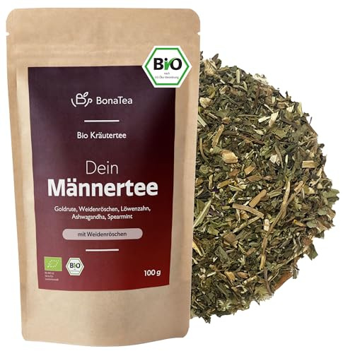 BIO Männertee mit Weidenröschen, Ashwagandha, Löwenzahn | loser Bio Kräutertee mit weiteren traditionellen Kräutern für Männer, 100g