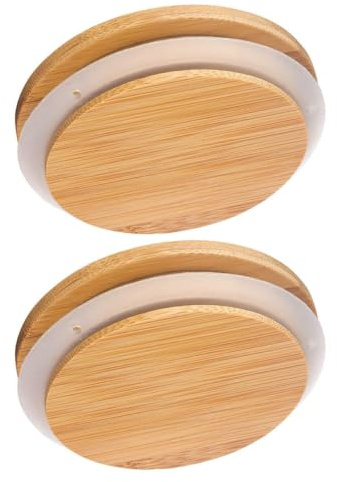 Cabilock 2pièces Couvercle Bambou Hermétique Pour Bouteille Et Bocal Verre Lot De Accessoires Pratiques Pour Stockage Alimentaire