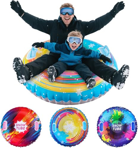 Shyllin Inflable Nieve Tubo Trineo, Neumáticos Inflables para Nieve, Trineos Inflables, Donuts Inflables para Trineo (Amarillo)