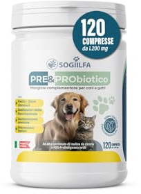 Fermenti lattici cani 120 pz probiotici per cani e gatti, probiotici per intestino con Enzimi digestivi vivi.Probiotico per cani e gatti naturale rilassante. Pastiglie cane per prurito e dermatite