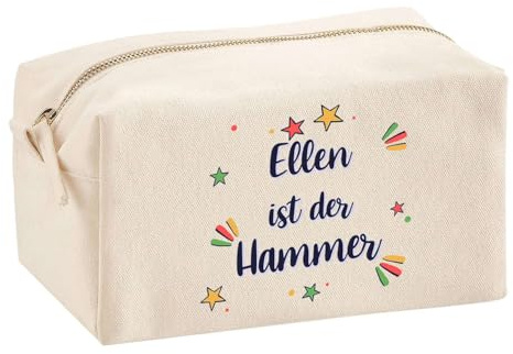 Multifunktionstasche Ellen ist der Hammer – Kosmetiktasche, Kulturbeutel, Reiseetui & Büro-Täschchen aus 100% Baumwolle – Geschenkidee Muttertag, Geburtstag, Schwester, Weihnachten, Patentante