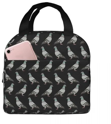 TFDGDGH Pigeon Walk 2020, Black Background Lunch Bags Insulated Bento Box Portable Lunch Tote Picnic Bags Thermal Bag for Woman Travel