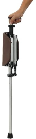 Bastón plegable, con asiento de aleación de aluminio marrón para personas mayores y actividades al aire libre con capacidad de carga de 120 kg, fácil de manejar con una sola mano