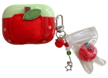 PIQIUZC Custodia carina per Airpods Pro 3 (2025), divertente e creativo con motivo a mela, per Air pod Pro di terza generazione, con braccialetto, per ragazze e ragazzi (A)