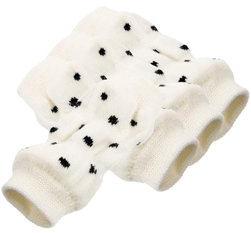 ASAKKURA 4 Stück Pack Hunde Beinschützer aus Elastischem Leichtem Material in Weiß mit Punkten Warme Flexible Beinstulpen für Hunde (größe L) Schutz vor Schmutz und Kauen für Kühle