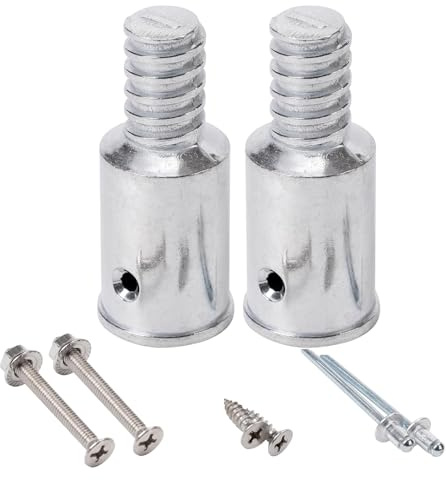 2pcs Threaded Tip Replacement Extension Rod Repair Kit Broom Handle End with Screws Bolts Rivets for Wooden Maintenance