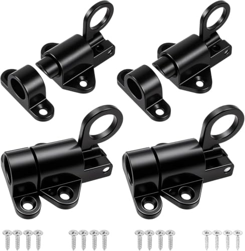 Dexpally 4 Pièces Verrou Automatique, Verrou À Ressort Verrouillage, Verrou Automatique Intérieur, Verrou À Pêne Pour Portail, Alliage D'Aluminium Pour Portes En Bois, Abri Noir