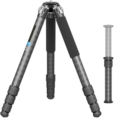 Trépied Monopode 2 en 1 Robuste en Fiber de Carbone, Compatible avec GX9, Tube de 40mm avec tête sphérique for téléobjectif, Charge de 40kg,Pièce de Rechange(Add Center Column)
