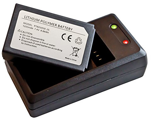 PeakTech polimero di litio batteria (Li-Po)/batteria 1200 mAh 7.4 V (8.88wh) nel Set con adattatore di ricarica adatto per grafica multimetro 3440, 1 pezzi, P 3440 BC