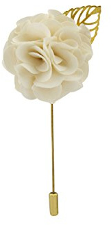 Knighthood Men's Off-White Bunch Flower With Golden Leaf Lapel Pin/Brooch