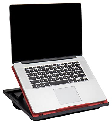 Mind Reader Laptop-Ständer, Betttablett, zusammenklappbar, Kissen, tragbar, Wohnheim, Kunststoff, 37,5 cm L x 27,9 cm B x 18,5 cm H, Rot