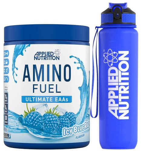 Applied Nutrition Bundle Amino Fuel 390g + Lifestyle Water Bottle 1000ml - Amino Acids Supplement, EAA Essential Amino Acids Powder, Muscle Fuel & Recovery (ICY Blue Raz)