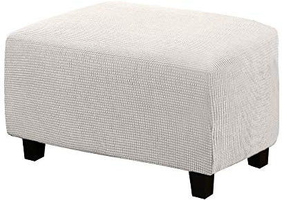 WINS - Funda de protección para reposapiés Rectangular, Funda de puf Cuadrada, Extensible, Funda de otomano, sofá Rectangular, Color Marfil