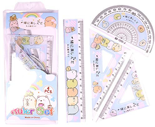 ZJL220 4 Stück/Set Kawaii Cartoon Straight Triangle Lineal Winkelmesser Zeichnen Zeichenwerkzeug