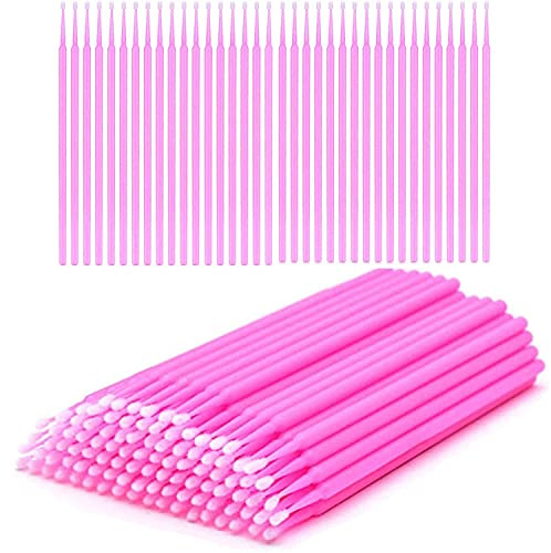 100 Stück Mikro-Applikator-Bürsten, Einweg-Wimpernverlängerungen Mikro-Bürsten Rosa Mascara-Stäbe Applikator Veredelungswerkzeug für Make-up Wimpernanwendung Zahnarzt Oral Entfernung und Reinigung