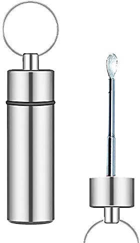 iSnuff Frasco de almacenamiento con cuchara telescópica, dispensador de lujo (Plateado)