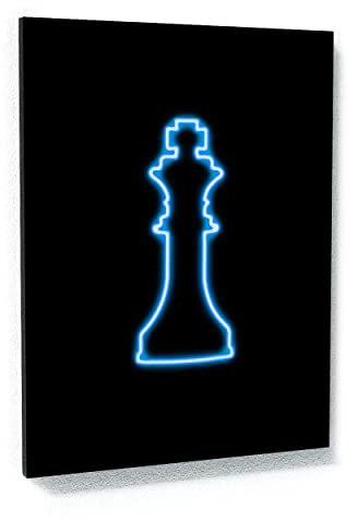 Stampa artistica da parete con motivo a scacchi, taglia XL, 91,4 x 121,9 cm, con scritta King Queen Game Room Checkmate per lui e per lei Modern Move in Silence Decor | Sense Canvas