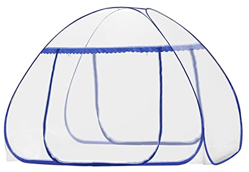 LEMESO Moustiquaire de Lit Pop Up Pliable en Polyester, Forme de Dôme pour Intérieur et Extérieur avec Fermeture à Glissière, Accessoires de Literie 180 * 200 * 150CM