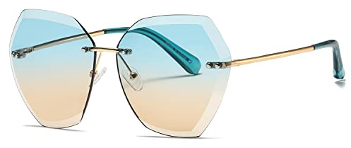 kimorn Sonnenbrillen für Frauen Übergroße randlose Diamant-Schneidlinse Klassisch Eyewear AE0534