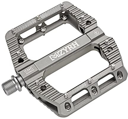 MZYRH Road/Mountain Bike Pedals MTB Pedals Bicycle Flat Pedals 3 Bearings 9/16” Aluminum Alloy Bicycle Platform Pedals for BMX MTB (TI)
