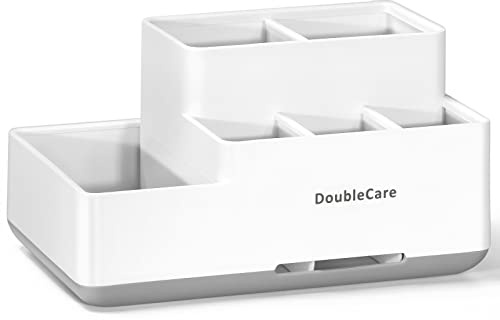 Portaspazzolino con antiscivolo, organizer da bagno rimovibile, portaoggetti multifunzionale, contenitore per dentifricio, rasoio