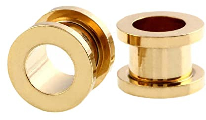 KnBoB Piercing Plug, 2 st rostfritt stål guld kreoler flesh tunnel för män kvinnor örontunnel