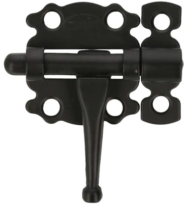 Amig - Pasador de Sobreponer para Puertas y Muebles Mod. 484 - Pestillo de Seguridad para Cierre Horizontal - Material Acero con Eje de Zamak - 40 mm - Estilo Rústico - Negro
