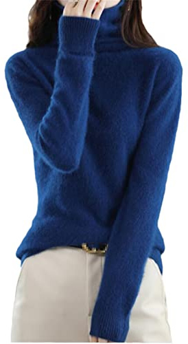 Winter Nerz Kaschmir Pullover Damen Lässig Einfarbig Pullover Pullover Basic Locker Rollkragenpullover Bluse Oberteile, e, XL
