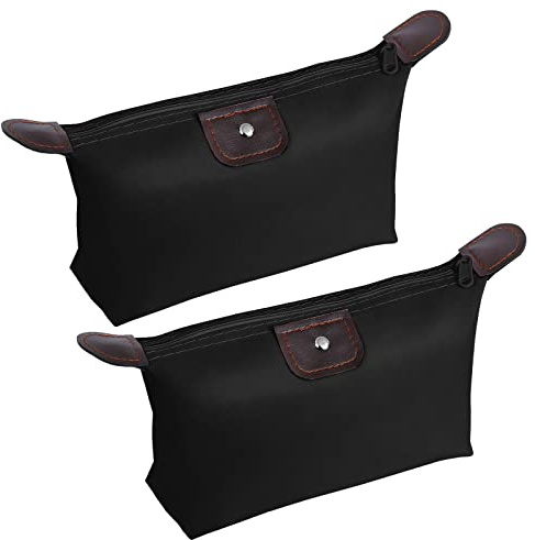 Aucuu 2PCS Petite Trousse de Maquillage, Mini Trousse à Maquillage Voyage Portable avec Fermeture Éclair, Sac de Rangement Toilette en Nylon Portable, Imperméable Petite Trousse de Toilette Voyage