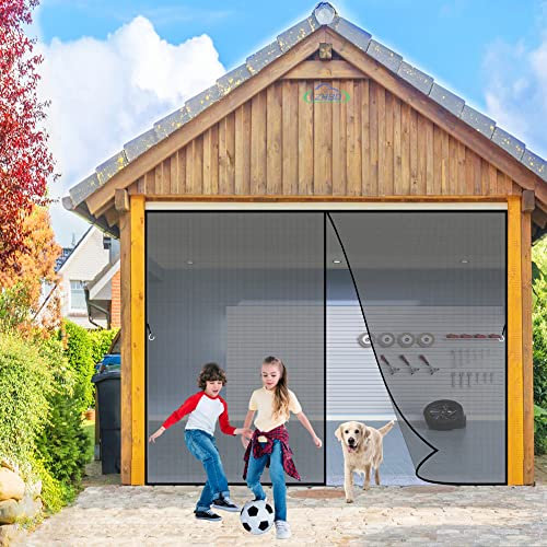 LZHBD Magnet Fly Screen Door, 160x235cm Anti Rain and Snow Air Conditioner Partition Curtain Bi Fold Door Shut Automatically for Sliding Doors Greenhouse, Black L