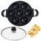 Heaunzy Japan Large Aperture Takoyaki Pan With Glass Cover - Multipurpose Baking Mold for Eggs, Poffertjes, Appam, Banh Khot, Cupcakes - Nonstick Takoyaki Maker, 0.95kg (7 Hole)