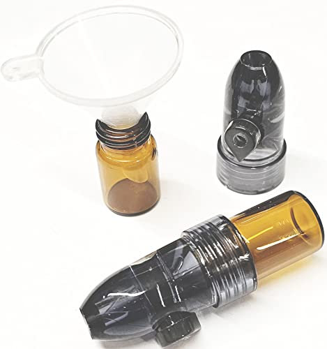 HEADNMORE® Dosatore Snuff Bullet Sniff Bottle – 2 pezzi + imbuto – porzionatore Sniffer dosatore dosatore HM5 (nero)
