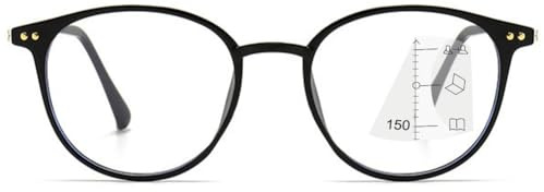 MAGIMODAC Multifokale Lesebrille Progressive Lesehilfe Sehhilfe Damen Herren Lesebrillen Gleitsichtlesebrille Blaulichtfilter Computer Brille Schwarz 2.5