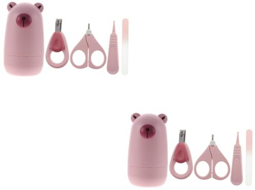 UPKOCH 2sätze Babynagelpflegeset Teiliges Für Neugeborene Edelstahl-nagelschneider Nagelschere Nagelfeile Und Pinzette Leicht Mit Süßem Aufbewahrungsetui Sicher Und Praktisch Für
