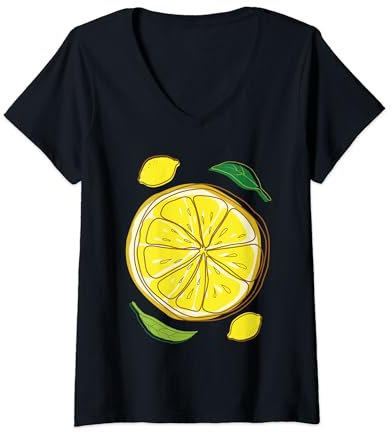 Femme Joli cadeau jaune citron pour hommes, femmes et enfants T-Shirt avec Col en V