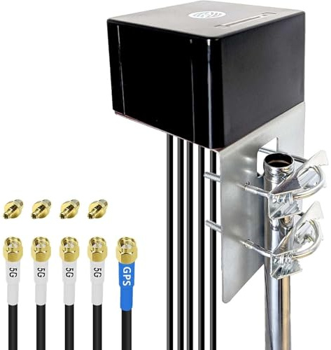 Maswell 5-in-1 GPS/5G Antenna 4X4 MIMO, Up to 6dBi, Omni Cross Polarized Wideband 600-8000MHz 4G+ LTE-A 5G UWB, WiFi 6E, WiFi 7, GNSS GLONASS Beidou Gaileo, SMA Male