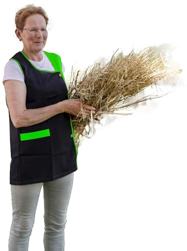 KINKIES Delantal corto para señora con 2 bolsillos - Mandil bata de cocina, limpieza, trabajo cómodo y elegante uniforme laboral para mujer (Pistacho, XS)