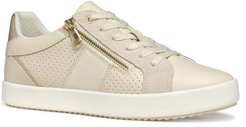 Geox Women's D BLOMIEE E Sneaker, Papyrus/Lt Sand, 7.5 UK