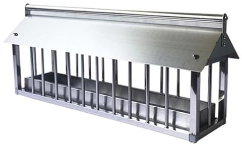 Automatischer Hühnerfutterautomat - Selbstöffnender Geflügelfuttertrog aus Edelstahl, automatischer Trog in Schubladenform mit Staubschutz, for Enten