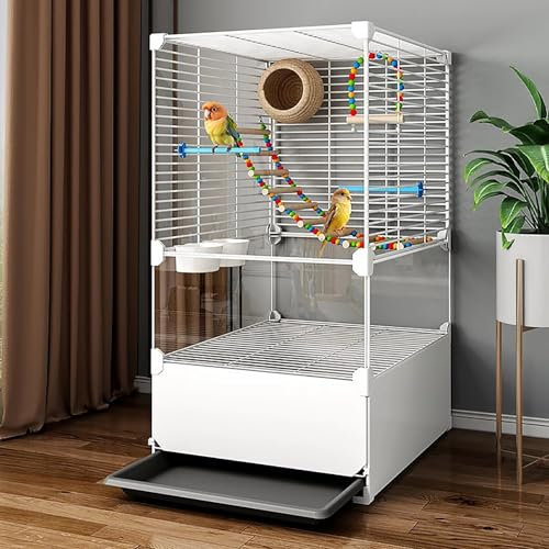 WXXSHGDW Papageienkäfig, Wellensittich Käfig, Vogelkäfig Groß mit Tablett, Vogelnest, Leiter, Schaukel, Futternapf, für Papageien, Conures, Unzertrennliche, Nymphensittiche, Sittiche
