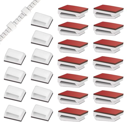 80 Piezas 8mm Clips de Cable Adhesivo Clips de Alambre Gestión de Cables Abrazaderas de Cable Soporte de Cable de Alambre, Blanco