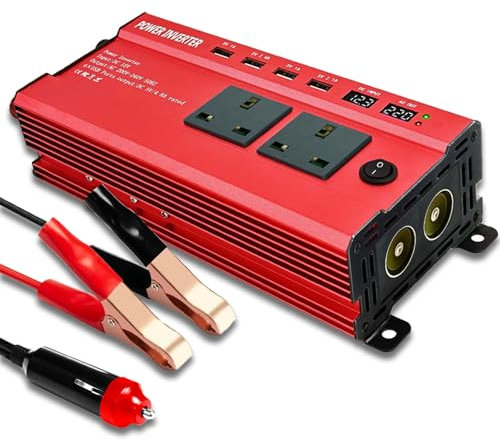 Lizbn 500W/1500W(Peak) Power Inverter DC 12V to 240V AC Car Converter with 3.0A 4 USB Ports 2 AC Sockets Dual Car Charger Adapter With 2 LED Display for Home Truck Outdoor RV Camping