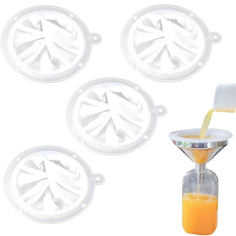 4 Pcs Food Filter Strainer, 200/300/400/450 Fine Mesh Strainers, Nylon Mesh Filter, Plastic Mesh Sieve, Fine Funnel Filter for Filtering Juice, Milk, Soy Milk, Coffee and Wine