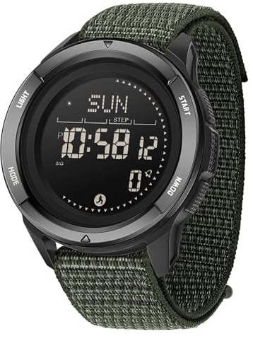 Orologio digitale militare, da uomo, digitale, orologio tattico, orologio militare, orologio da uomo, 5 ATM, impermeabile, bussola contapassi senza app e cellulare, contapassi per attività all'aperto,