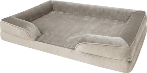 normani Ergonomisches Hundebett für große, mittlere und kleine Hunde - Orthopädisches Hundekissen - Hundecouch mit hohem Rand Beige 70 cm x 100 cm x 18 cm